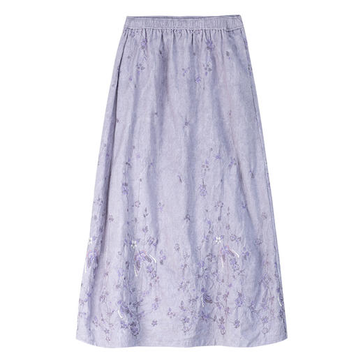 牧衣游原创 匹绣亚棉麻混纺半裙炒色素雅宽松a字半身裙 瑶花慢 商品图4