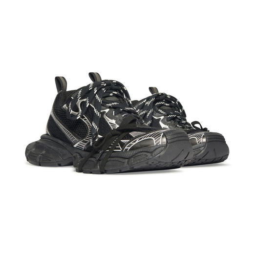 BALENCIAGA 巴黎世家 男士黑白网眼和聚氨酯老爹鞋 黑色 734734 W3XL1 1090 商品图0