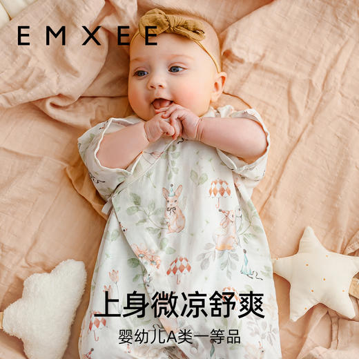 【宝宝服饰】嫚熙宝宝连体衣夏季纱罗短袖和尚服外出服新生婴儿连体衣 商品图4