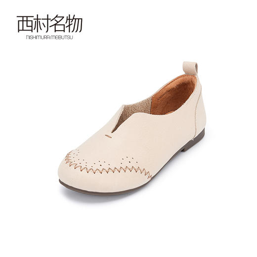 西村名物2024春季新款新国风系列简约平底鞋软底软面妈妈鞋X24AM10431 商品图0