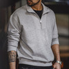 工装优选美式休闲空气层半拉链卫衣学院风灰色拼接立领上衣男春秋 商品缩略图0