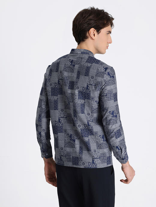 callisto蓝色棉混纺休闲长衬 STCSL065C 商品图2