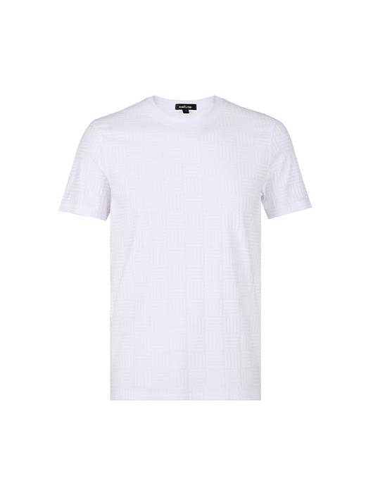 callisto白色弹力棉基础圆领短袖T恤 STTSS132T 商品图0