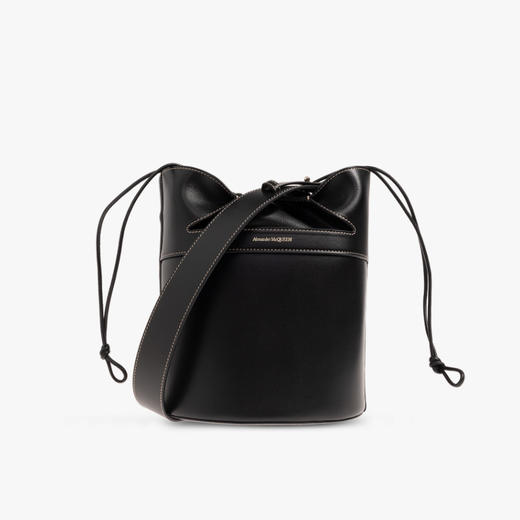 【一】ALEXANDER MCQUEEN 亚历山大.麦昆 女士皮革字母徽标印花水桶包 黑色 775912 1BLUU 1000 商品图0