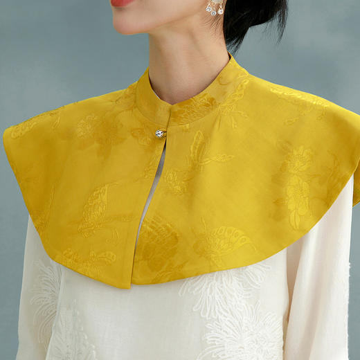 扶摇 黄色复古云肩2024新款国风披肩绝美圆领新中式上衣坎肩 商品图2