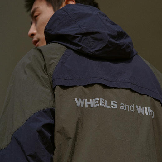 WHEELS and WIND 男女款连帽拼色拉链运动夹克外套 商品图2