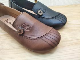 豪行秋冬新款22346256真皮复古休闲低跟女鞋单鞋皮鞋