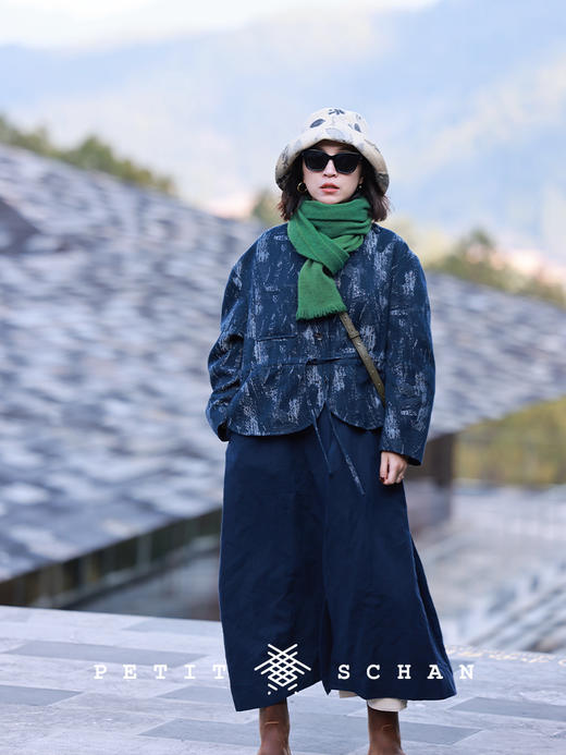 PETIT SCHAN小闪 CLO#430 brushwork 笔触 意大利进口棉麻色织提花可拆卸两穿风衣外套 商品图6