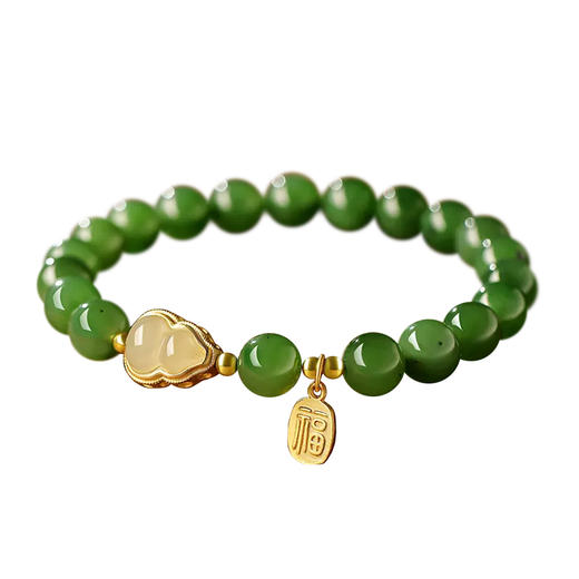 福禄双全和田碧玉手串 甄选超国标S925水性银镶嵌 商品图4