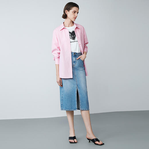 EITIE爱特爱春季新款洋气显瘦纯色衬衫上衣7709406 商品图1