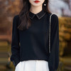 春秋半高翻领烫钻羊毛针织衫，女装新款时尚灯笼袖开叉毛衣女打底衫QH-NS812 商品缩略图1