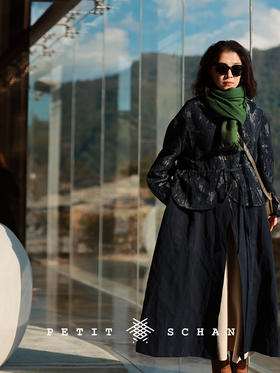 笔触 意大利进口棉麻色织提花可拆卸两穿风衣外套