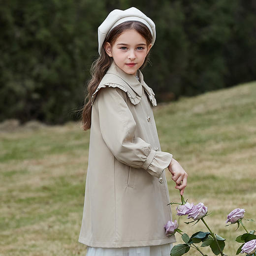 笛莎Deesha 童装女童外套2024春季新款中大童时尚风衣外套 商品图1
