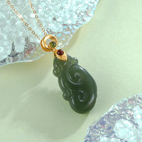 子佩集S925银【彩云归】青玉套链项链【WSB7393】镀金2401