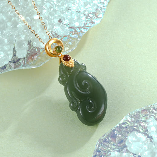 子佩集S925银【彩云归】青玉套链项链【WSB7393】镀金2401 商品图0