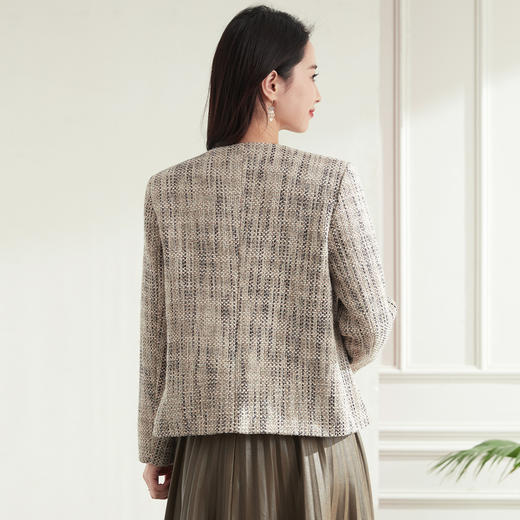 【小香风】罗蒙女士西服棉混纺优雅复古简约百搭时尚有型格子外套女 商品图4