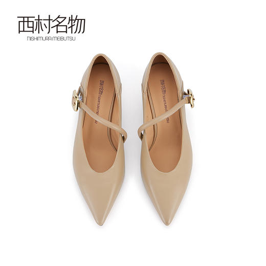 西村名物2024春季新款单鞋女细跟酒杯跟尖头复古气质玛丽珍X24AE10111 商品图2