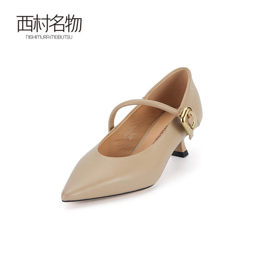 西村名物2024春季新款单鞋女细跟酒杯跟尖头复古气质玛丽珍X24AE10111 商品图0