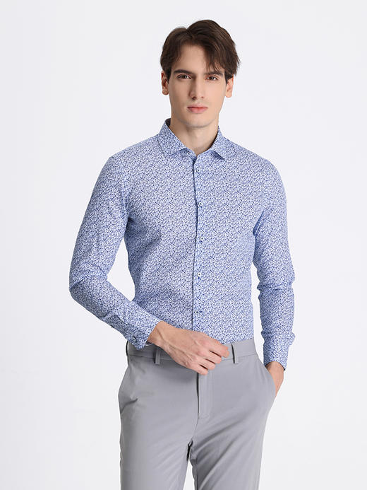 callisto蓝色全棉艺术家印花长袖衬衫 STSTL208C 商品图2