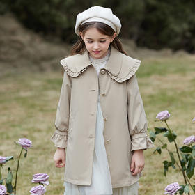 笛莎Deesha 童装女童外套2024春季新款中大童时尚风衣外套