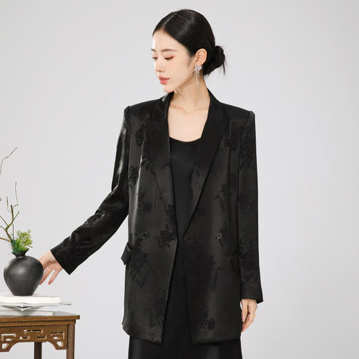 扶摇 春秋西服外套女新中式休闲宽松刺绣国风高级感西装上衣 商品图1