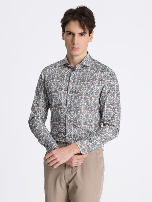 callisto绿色棉混纺休衬长袖 STCSL138C 商品图0