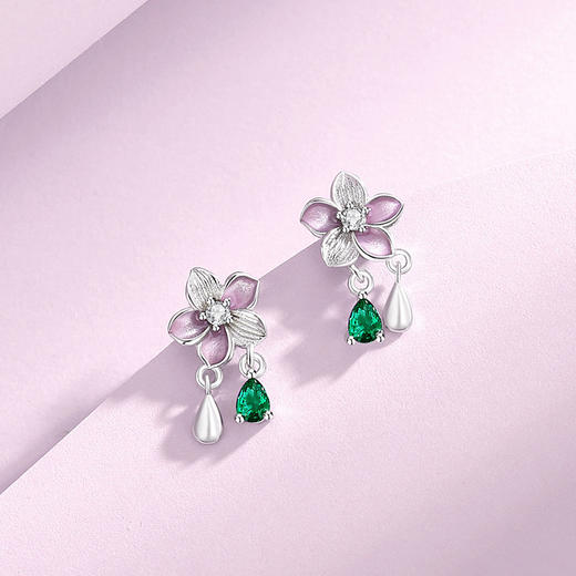 【花开】S925银花朵珐琅滴胶耳饰【JHY-E000659B】 商品图1