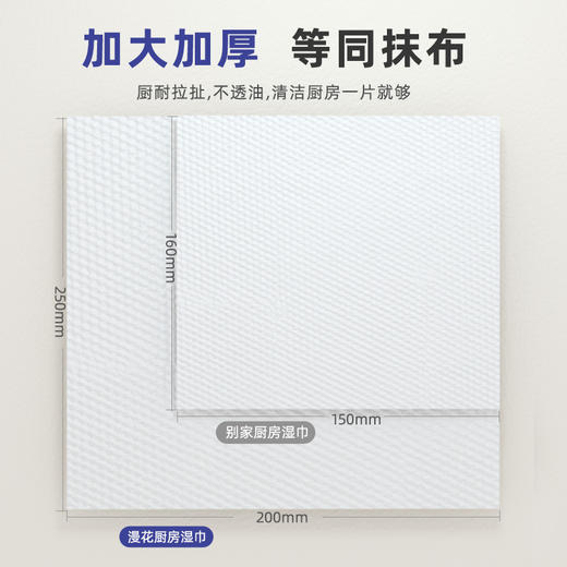 【漫花纸品】漫花厨房湿巾加长款80抽加厚湿纸巾强力去油污一次性家用清洁湿巾 商品图1