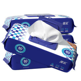 【漫花纸品】漫花厨房湿巾加长款80抽加厚湿纸巾强力去油污一次性家用清洁湿巾