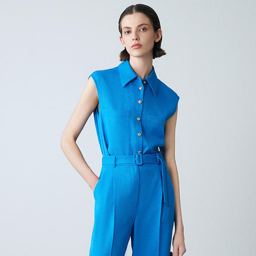 EITIE爱特爱夏季新款气质干练职业无袖衬衫上衣女7709407 商品图3