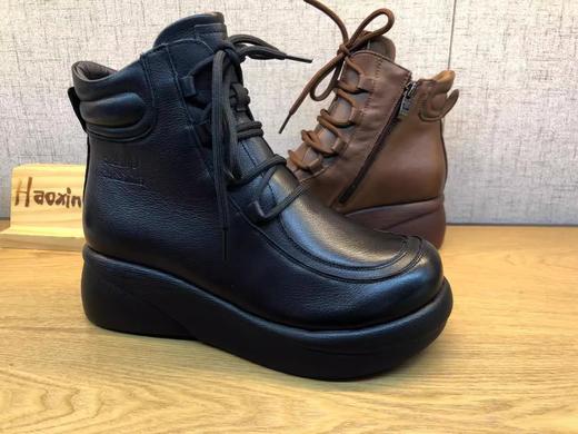 豪行冬季新品时尚休闲真皮坡跟加绒女棉靴21492023 商品图2