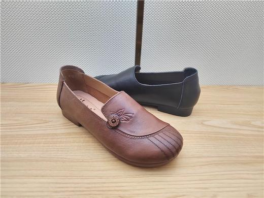 豪行秋冬新款22346256真皮复古休闲低跟女鞋单鞋皮鞋 商品图4