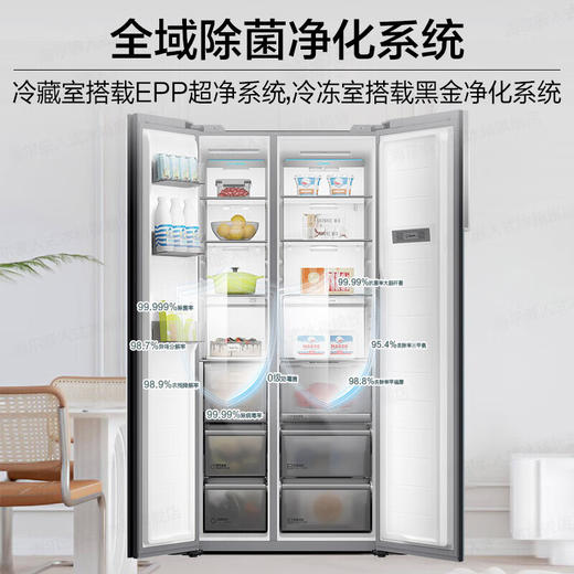 【星珀系列】海尔冰箱562升零距离自由嵌入式冰箱对开门全空间保鲜阻氧干湿分储智能恒温大冷冻巨能冻冰箱 562L星蕴银+零距离嵌入+全空间保鲜+全域除菌 商品图4