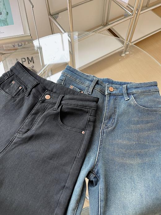 <曾小咸推荐>加绒九分直筒牛仔裤 商品图1