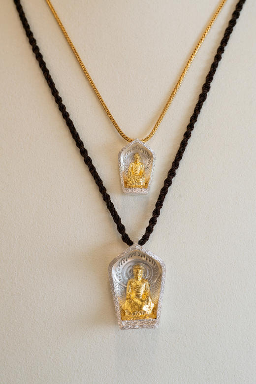 鹿鸣中式｜金嵌银卢舍那大佛吊坠 商品图2