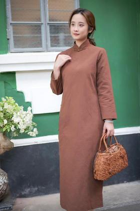 漫物记连肩长袖旗袍