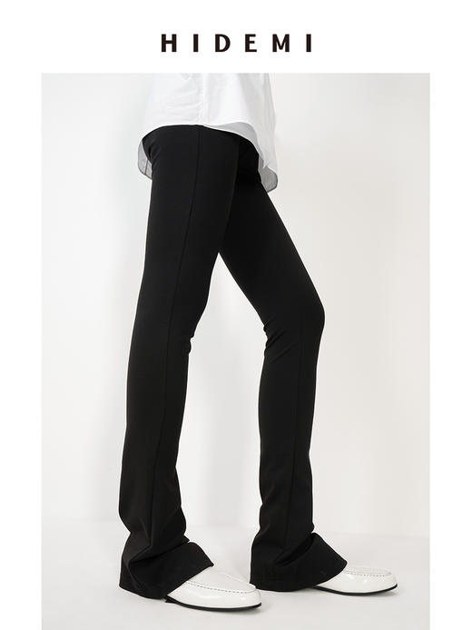 HIDEMI 【娜扎同款】黑色显瘦修身弹力马蹄弧形喇叭神裤长裤 商品图2