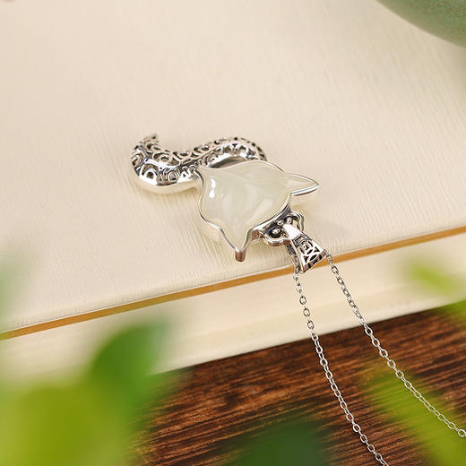 【灵狐】S925银和田玉镂空狐狸吊坠【CW-DZ06148】 商品图2