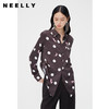 NEELLY纳俪商场同款春季复古波点衬衫女黑色两侧捏褶显瘦设计上衣N24023B01106 商品缩略图0
