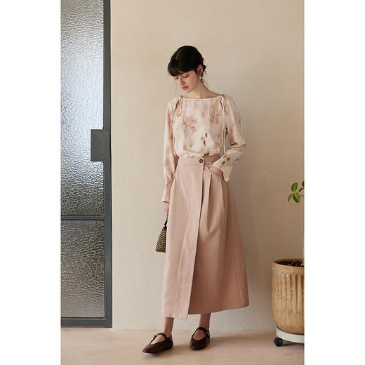 HeyDress粉色天丝半身裙女春季高腰侧门襟梨形身材a字直筒裙子 商品图1