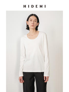 HIDEMI 云朵系极简大圆领柔软长袖T恤