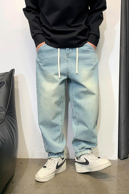 徐太浪美式复古蓝色牛仔裤男春秋新款百搭高级感潮牌潮流直筒裤 商品图5