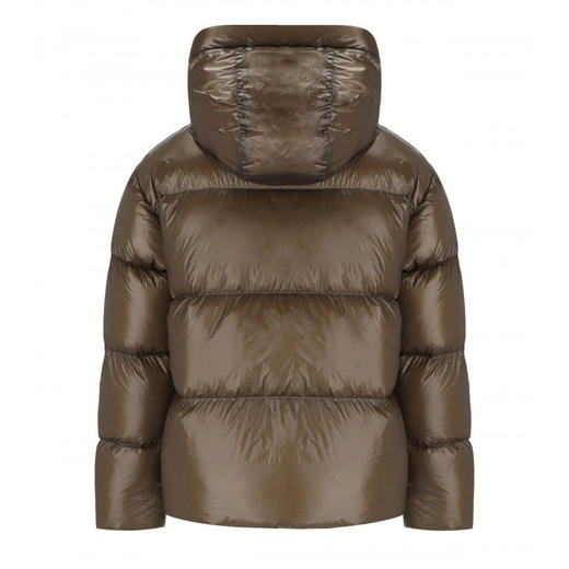 EMPORIO ARMANI 阿玛尼 男士徽标绗缝连帽羽绒服 深棕色 6R1B97 1NKZZ 0440 商品图1