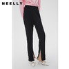 NEELLY纳俪商场同款黑色显瘦直筒开叉休闲裤女春修身百搭气质长裤N24023H01116 商品缩略图0