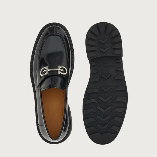 FERRAGAMO 菲拉格慕 男士 Gancini 装饰莫卡辛鞋 黑色 758380 商品图3