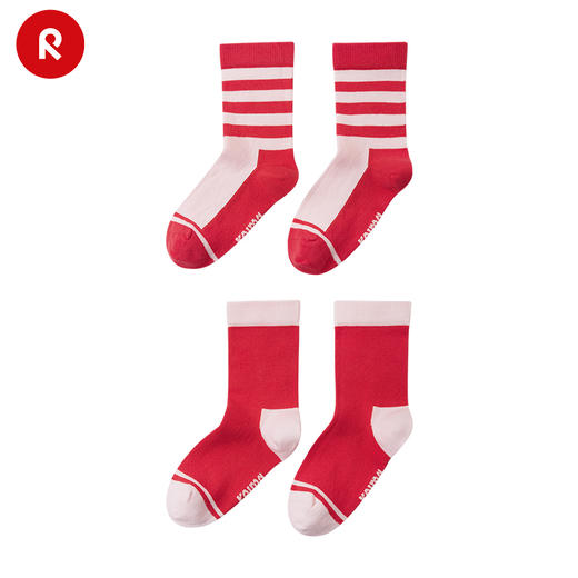 reima男女儿童袜子2024春季新款条纹棉质休闲运动舒适透气中筒袜 商品图2