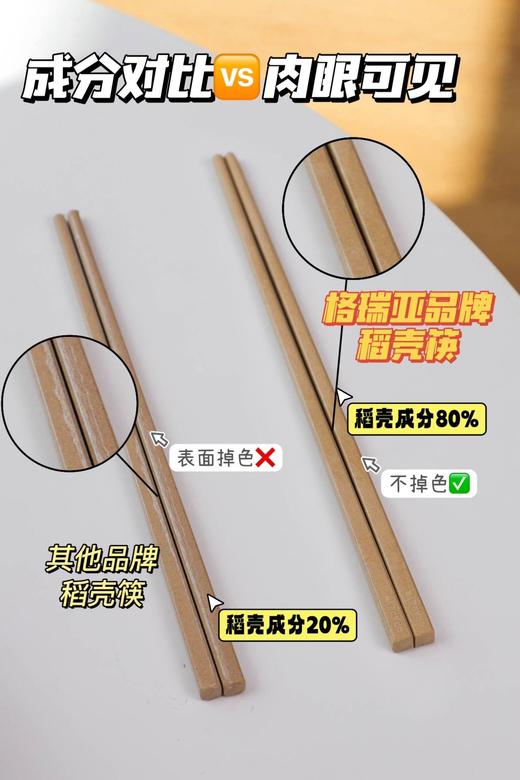 央视推荐!安全到可以吃的筷子!!【GRAREY格瑞亚稻壳筷】80%稻壳+20%淀粉制成!环保材料，降解100% 商品图3