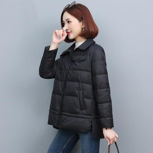 轻薄黑色羽绒服女短款2023今年冬季新款女装时尚小个子白鸭绒外套 商品图3