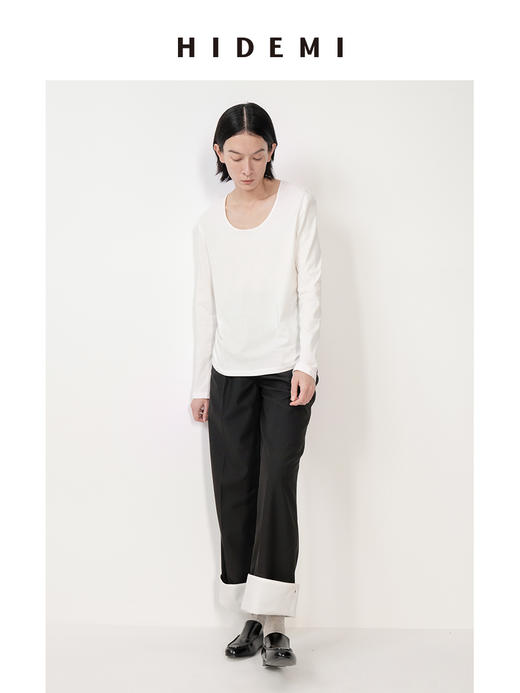 HIDEMI 云朵系极简大圆领柔软长袖T恤 商品图2
