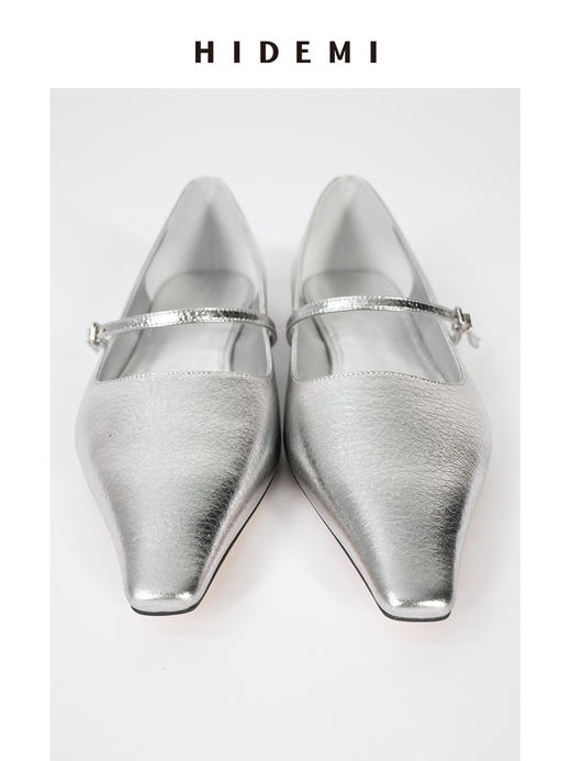 HIDEMI 复古极简方尖头浅口一字扣玛丽珍平底鞋 商品图2